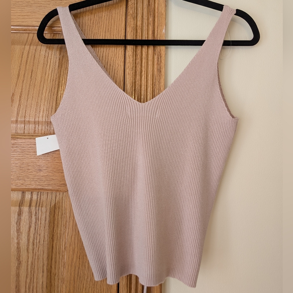 Cotton Emporium Light Pink Ribbed Tank Top Large - Picture 2 of 7
